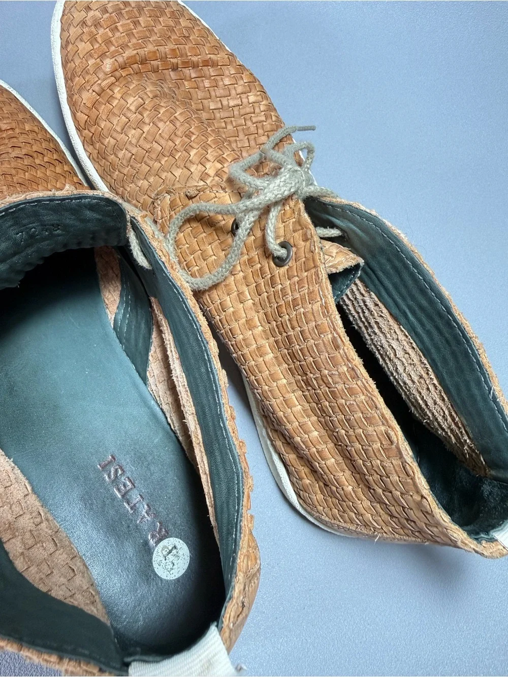 Pratesi Tan Italian Woven Leather Chukka Lace-Up Sneakers